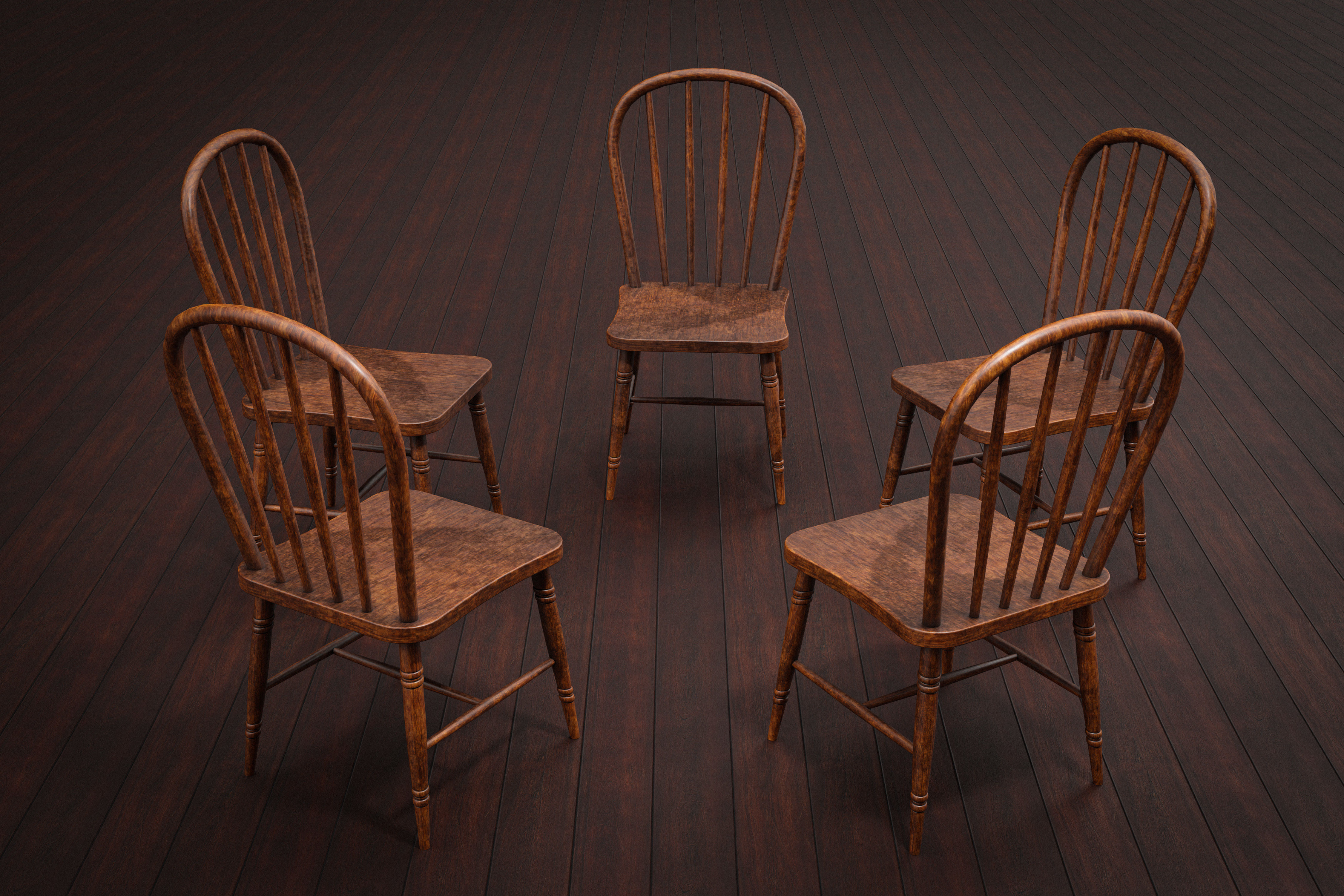 old table and chairs Low-poly 3D model_6