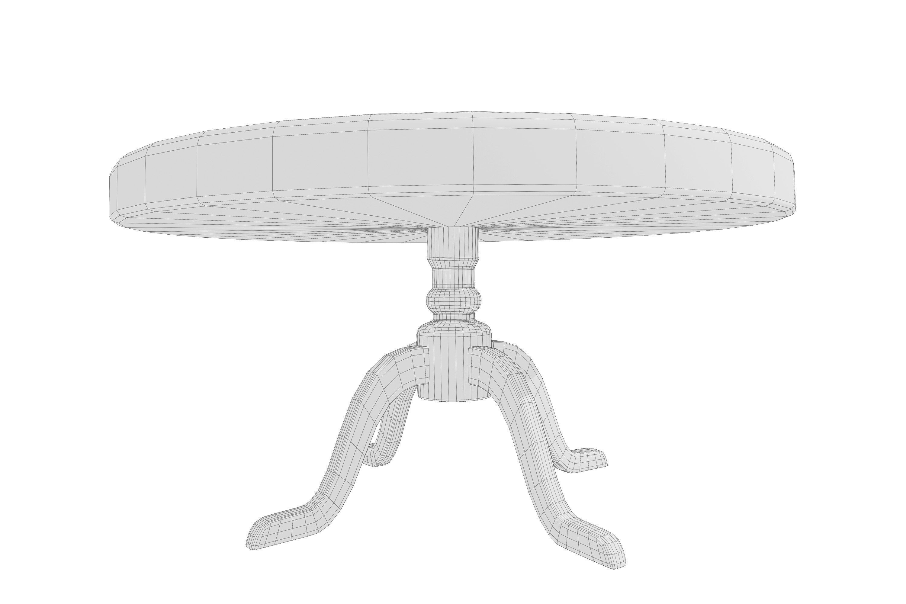 old table and chairs Low-poly 3D model_14