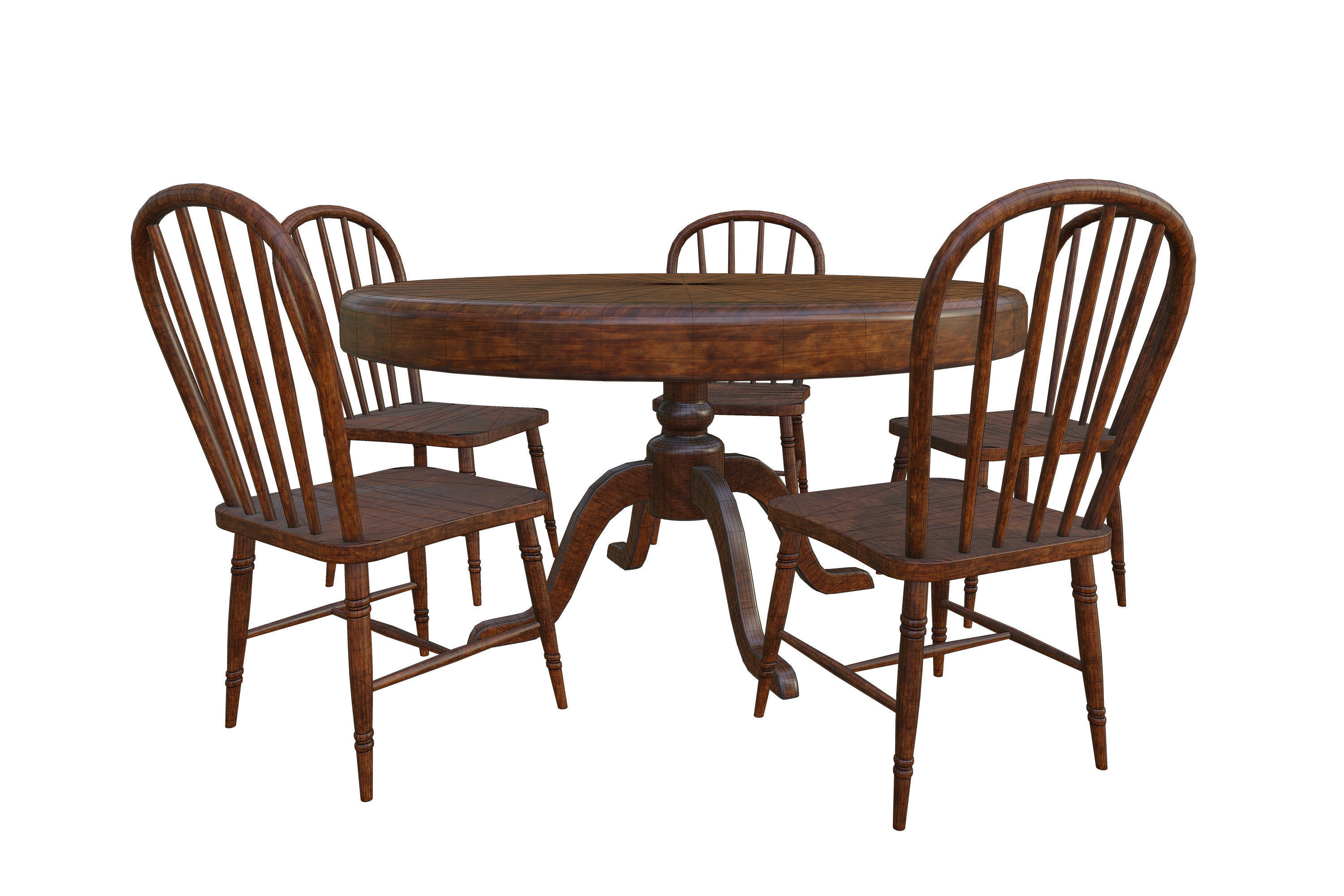 old table and chairs Low-poly 3D model_17