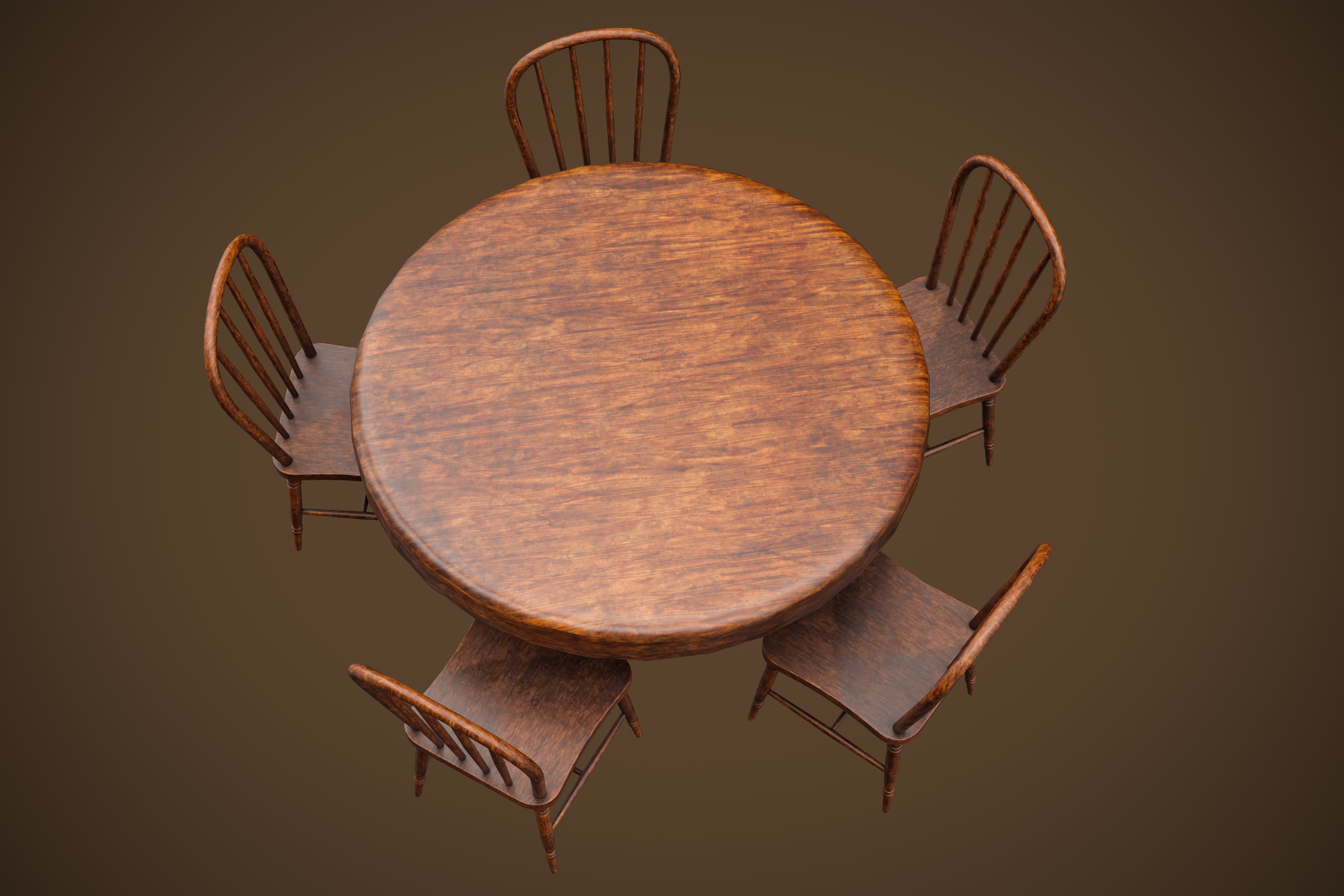 old table and chairs Low-poly 3D model_5
