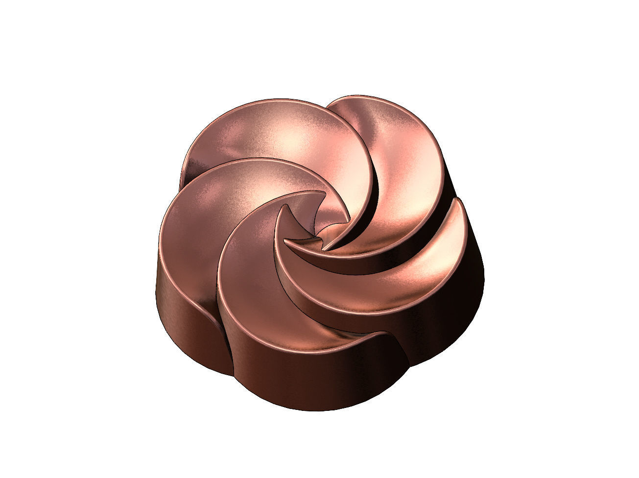 5 pedals rosette flower cake cupcake onlay relief 3D print model_8