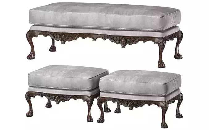 benjamin randolph french bench and pouf art 732