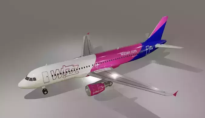 Wizz Air airbus a320-214 3D model low poly Low-poly 3D model