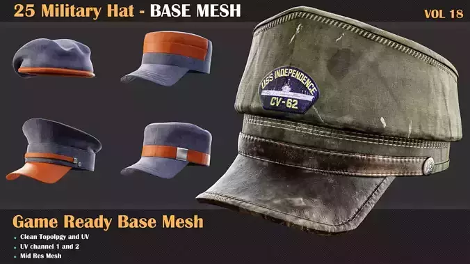 25 Military hat BASE MESH - VOL 18  