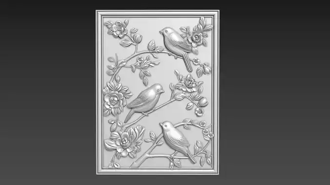 Birds Wall Decor Bas-Relief