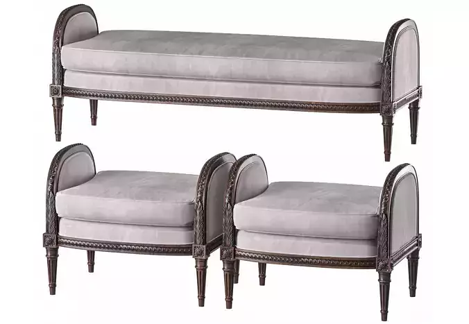 chairish french bench and pouf art 395