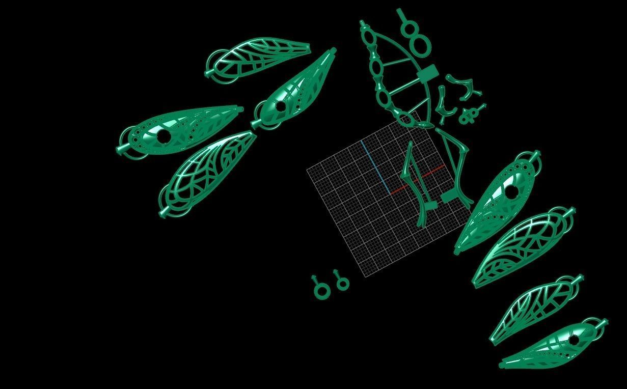 Dragonfly brooche 3D print model_7