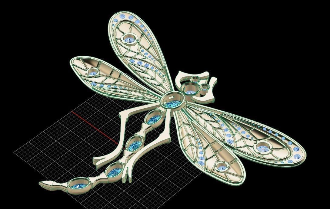 Dragonfly brooche 3D print model_6