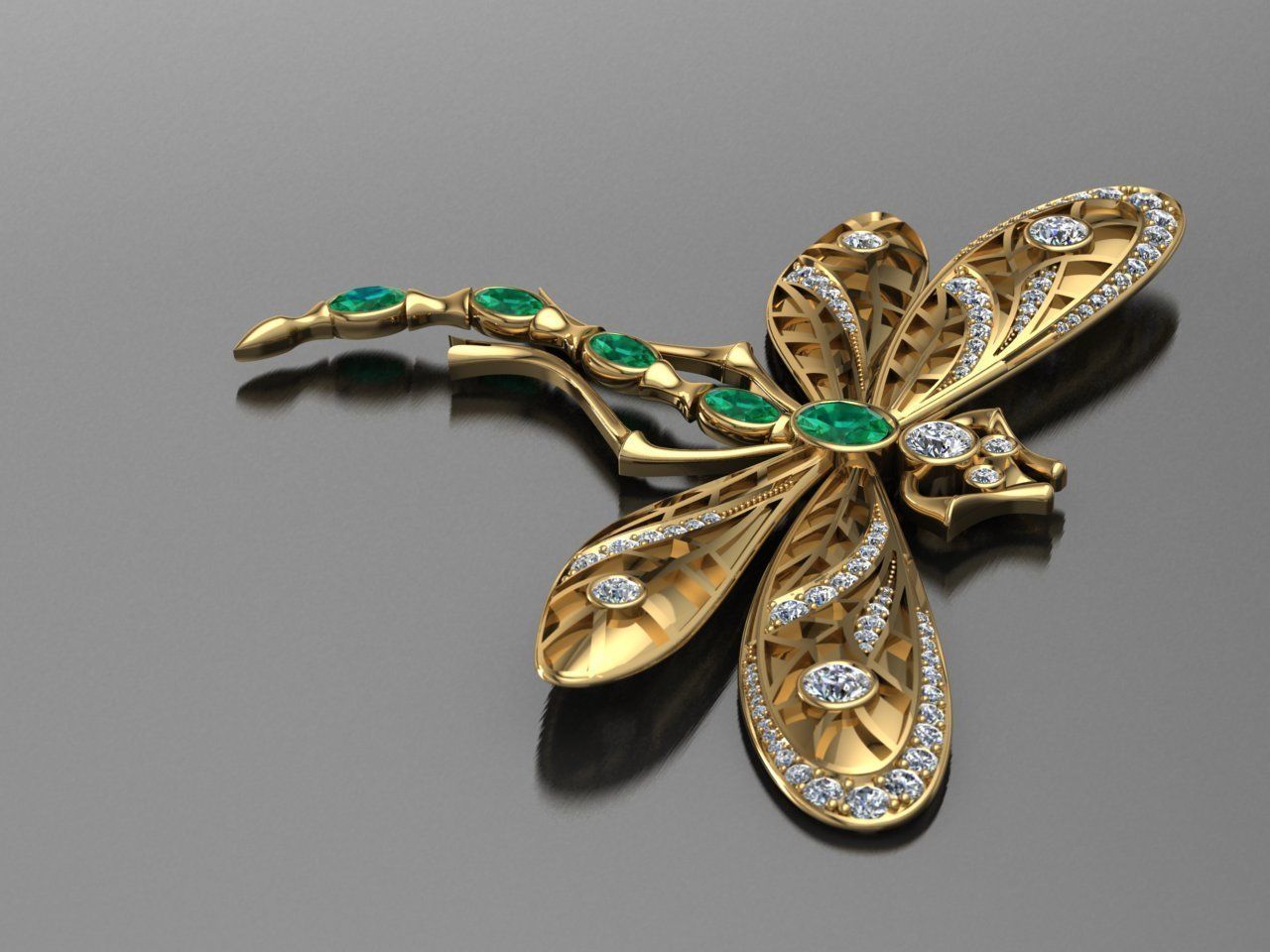 Dragonfly brooche 3D print model_1