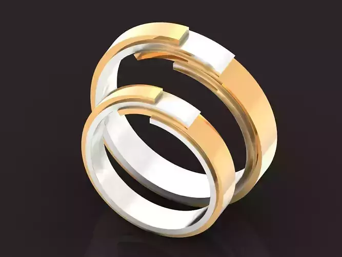 combined metal gold couples wedding rings 1218 3D print model