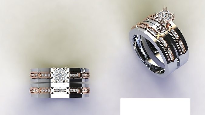 Womens Two piece solitaire ring 3D print model