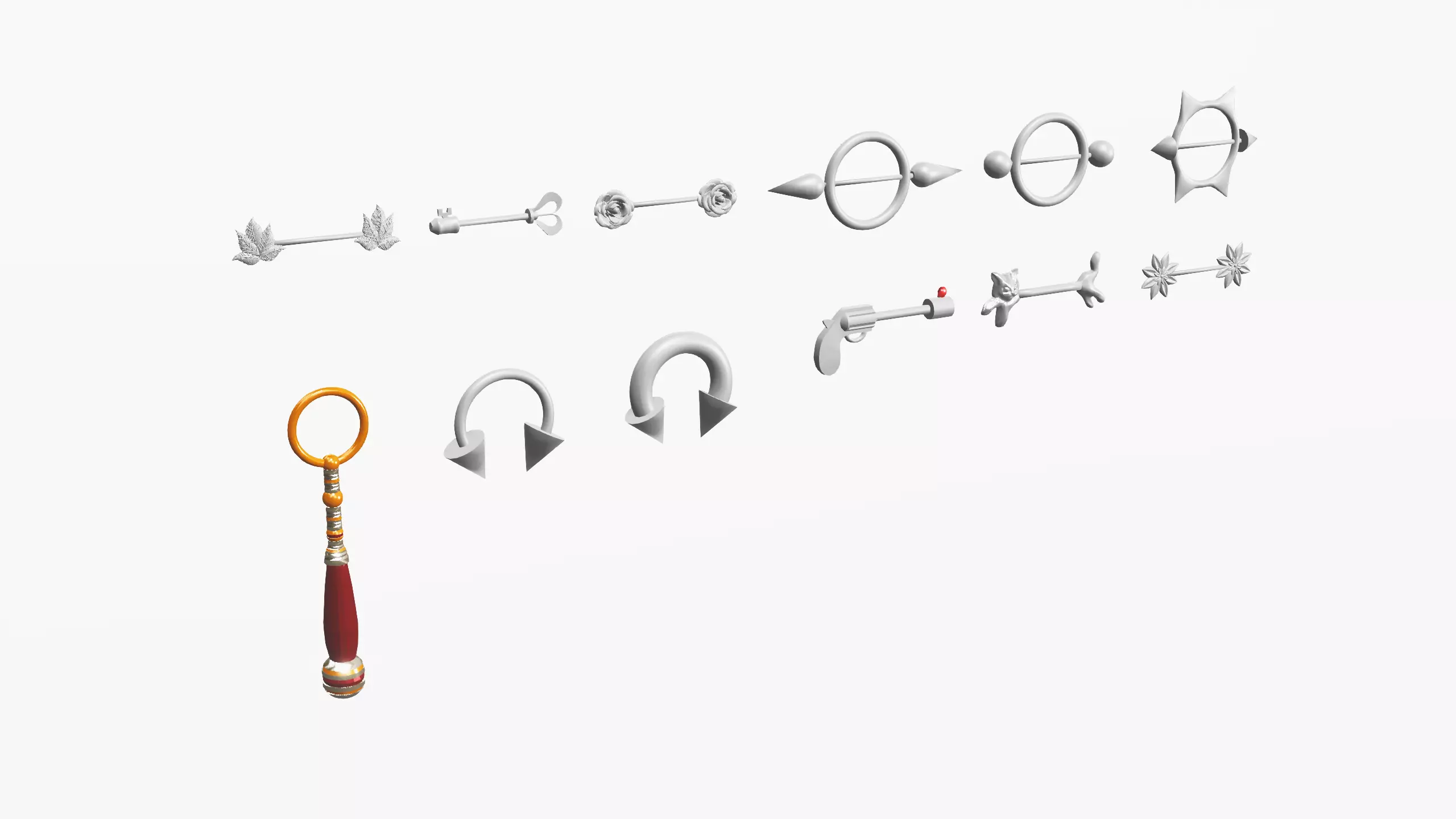 Piercings Low-poly 3D model