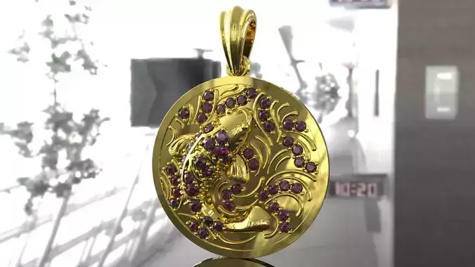 Fish gold with diamond Pendant 3D print model