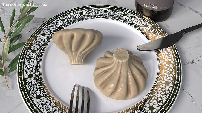 Khinkali Dumpling Cooked 3D model 2