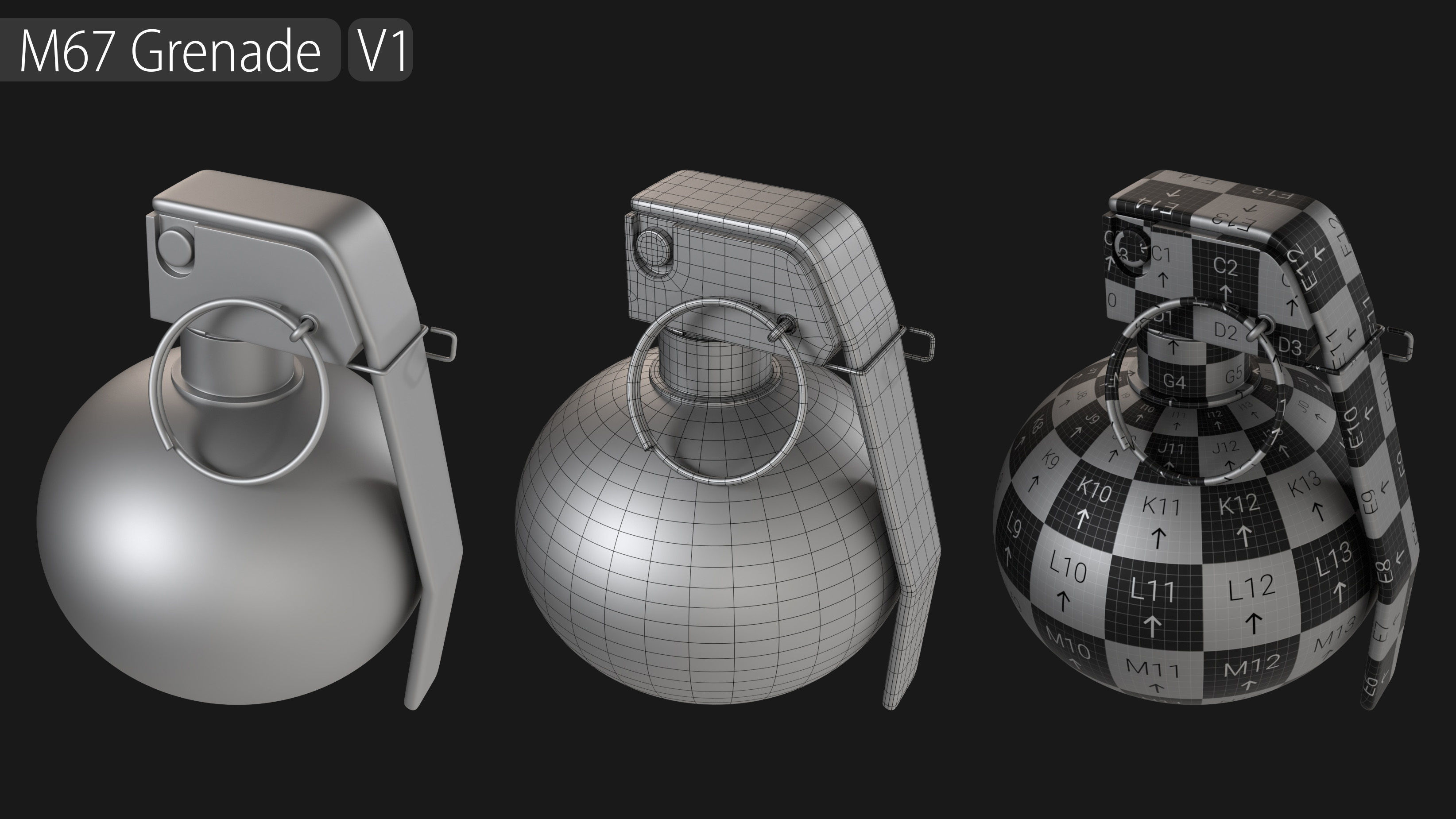 Grenade Collection - 40 Grenades with Zbrush IMM Brushes   3D model_3