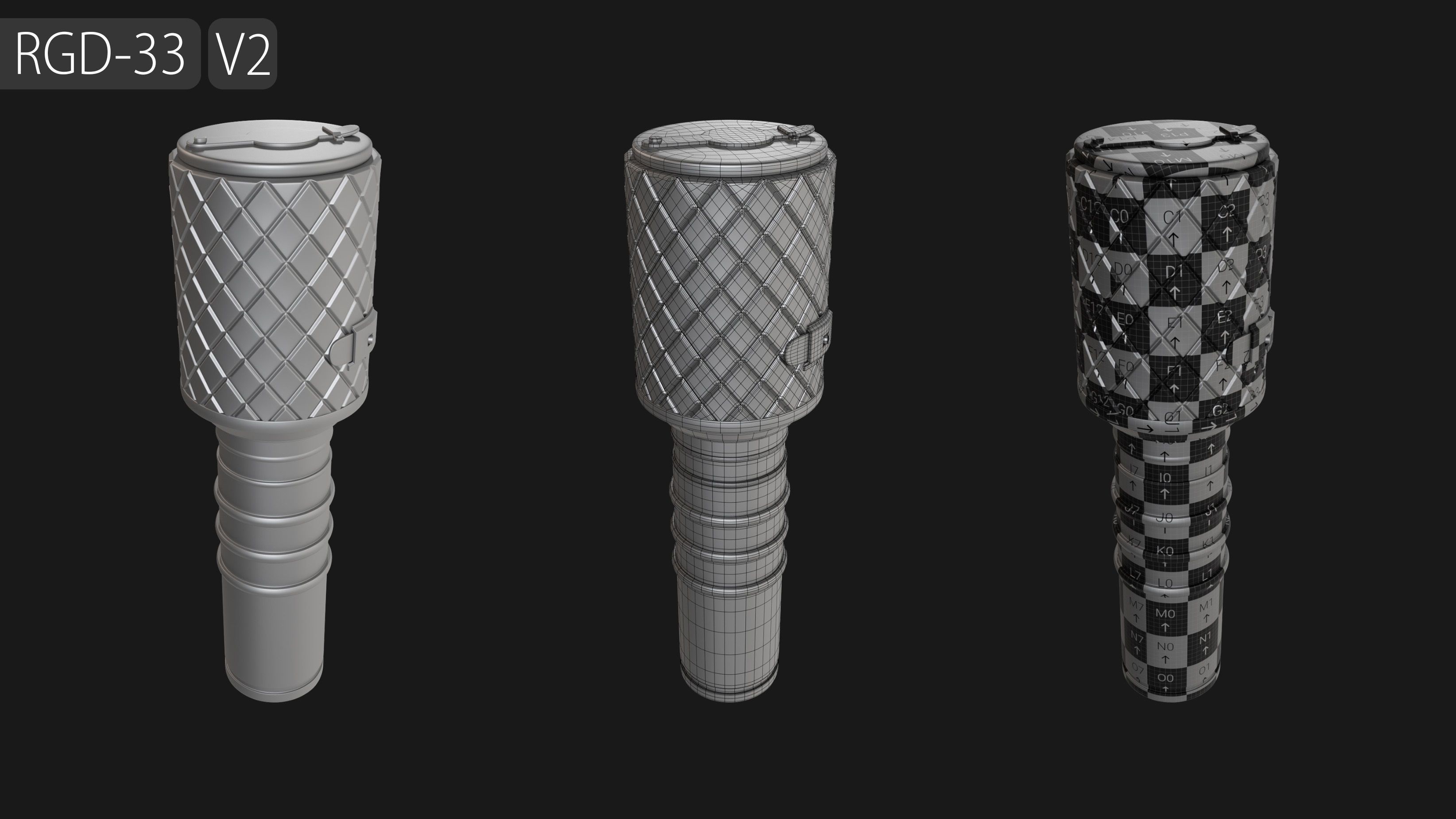 Grenade Collection - 40 Grenades with Zbrush IMM Brushes   3D model_24