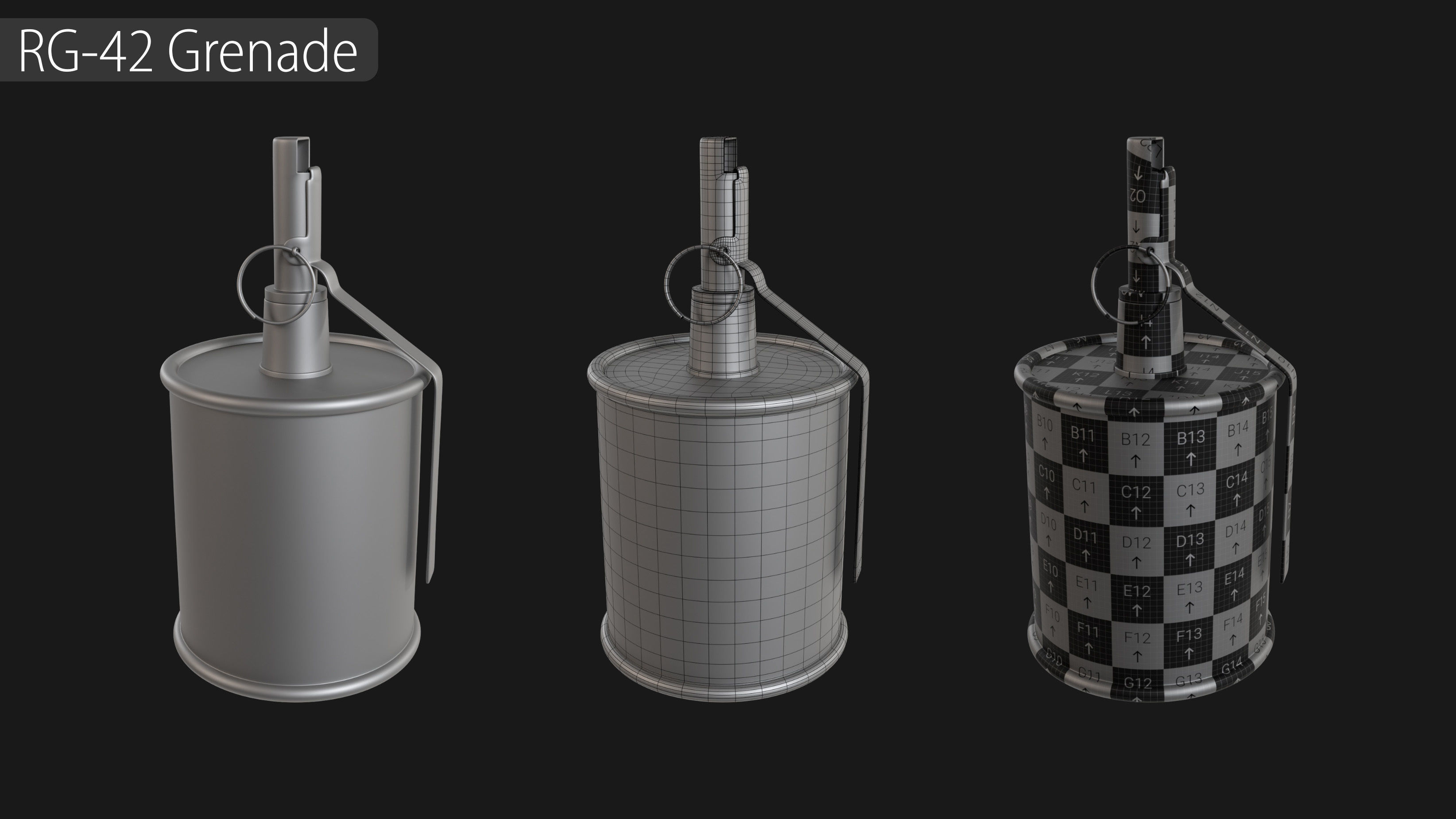 Grenade Collection - 40 Grenades with Zbrush IMM Brushes   3D model_22