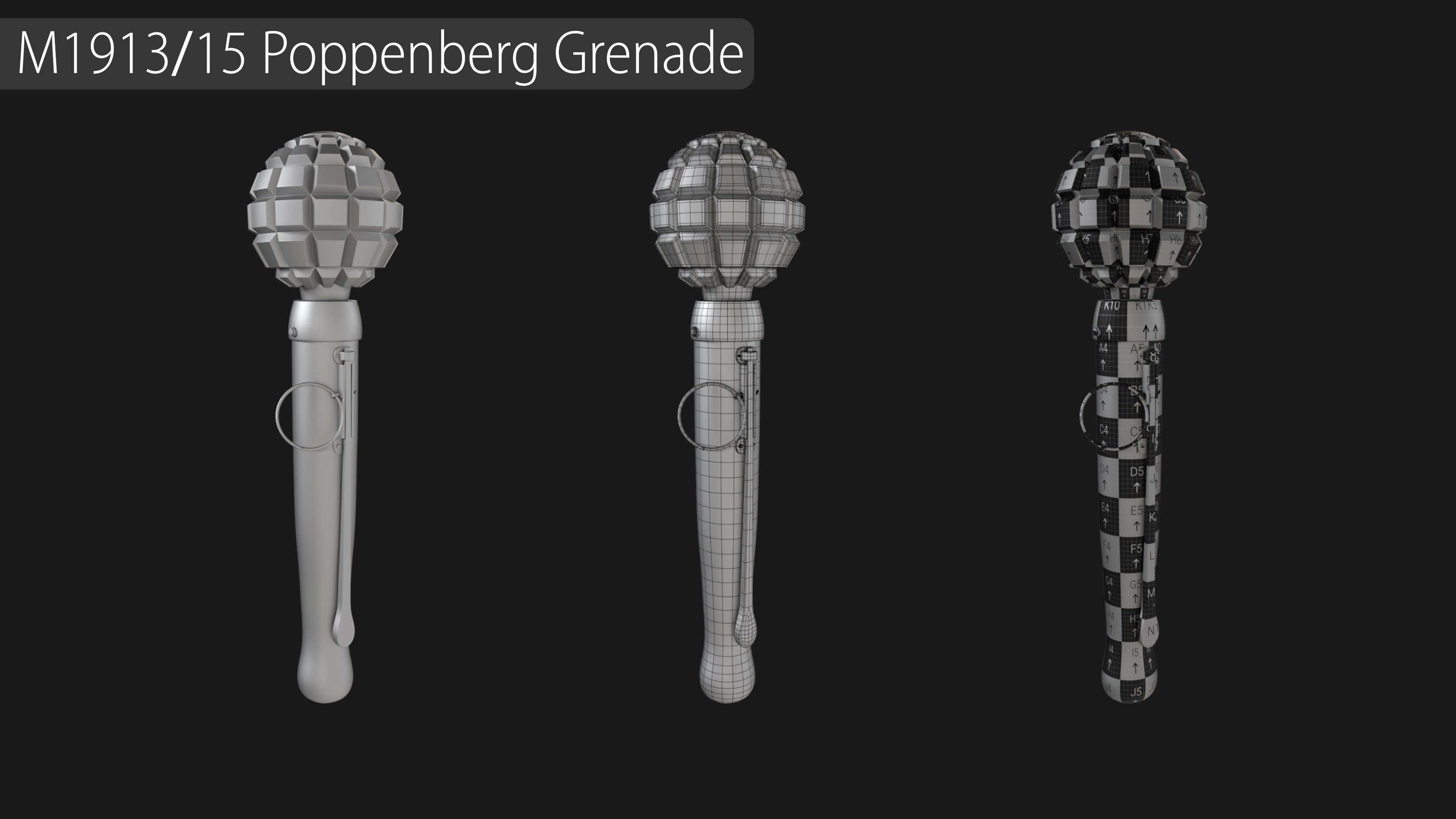 Grenade Collection - 40 Grenades with Zbrush IMM Brushes   3D model_11