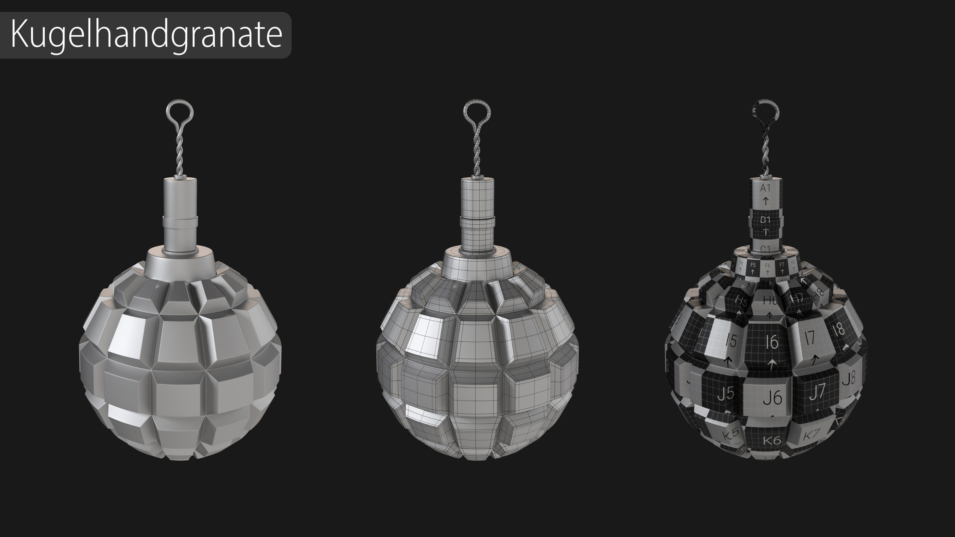 Grenade Collection - 40 Grenades with Zbrush IMM Brushes   3D model_17