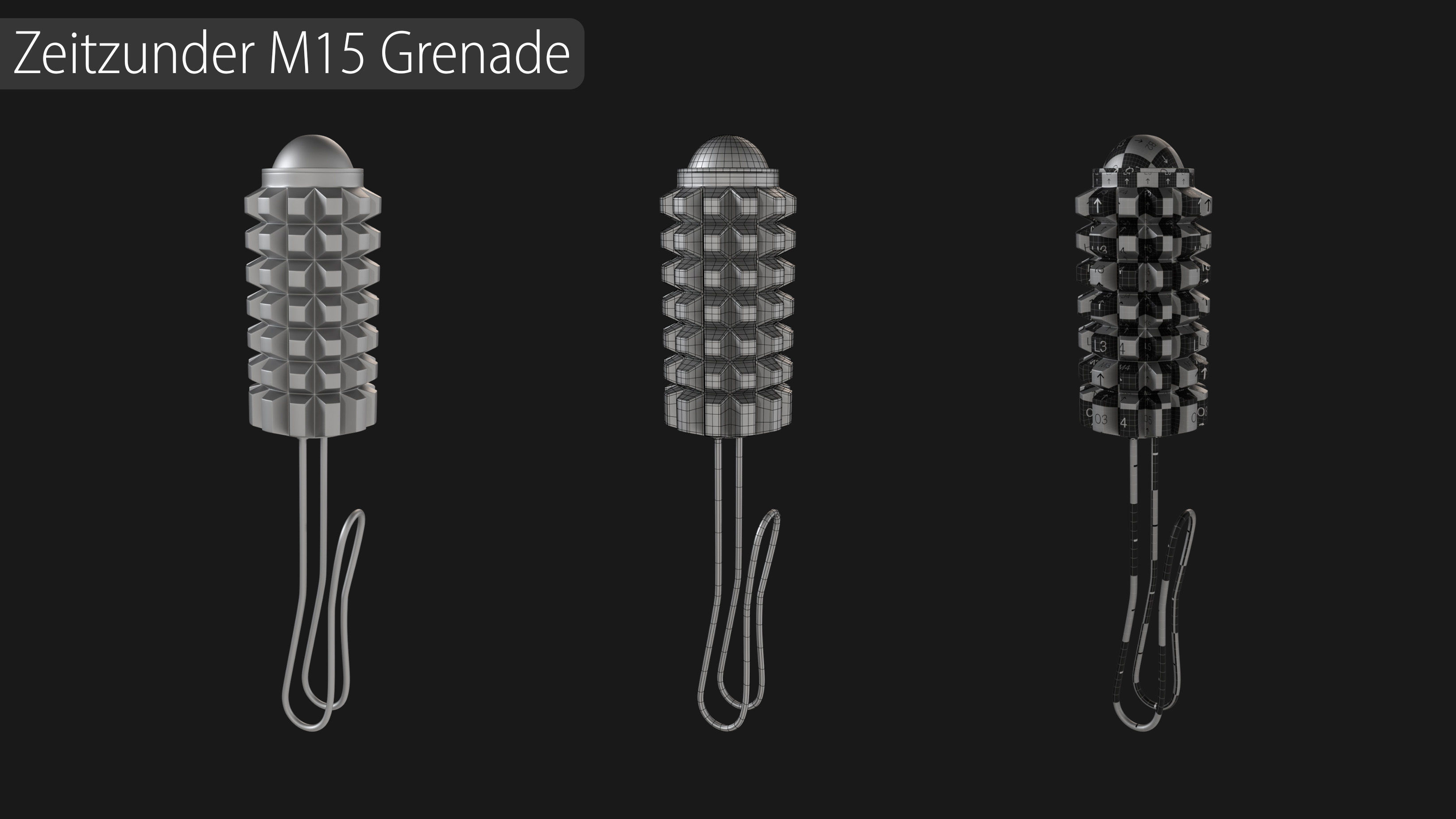 Grenade Collection - 40 Grenades with Zbrush IMM Brushes   3D model_26