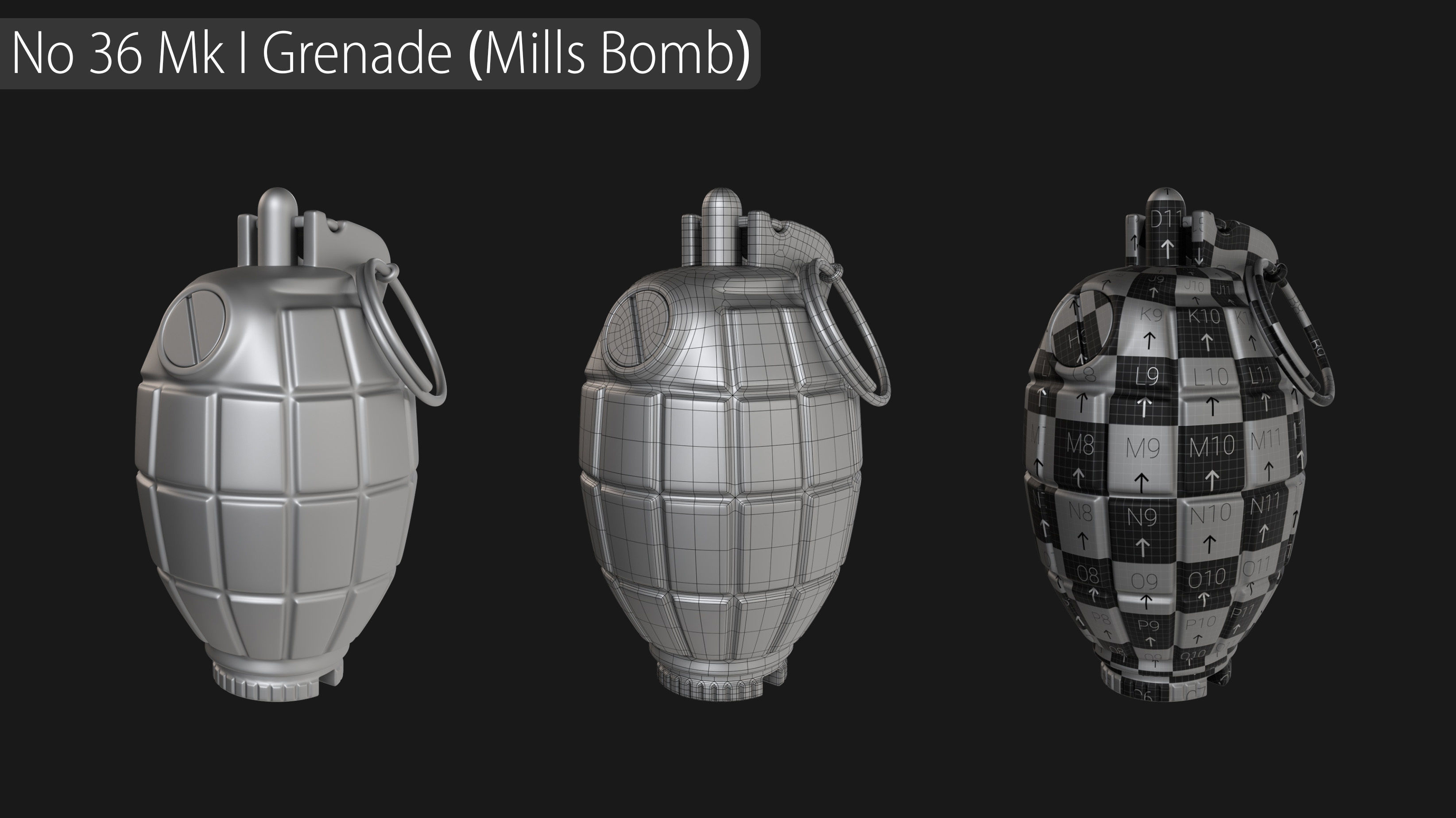 Grenade Collection - 40 Grenades with Zbrush IMM Brushes   3D model_7