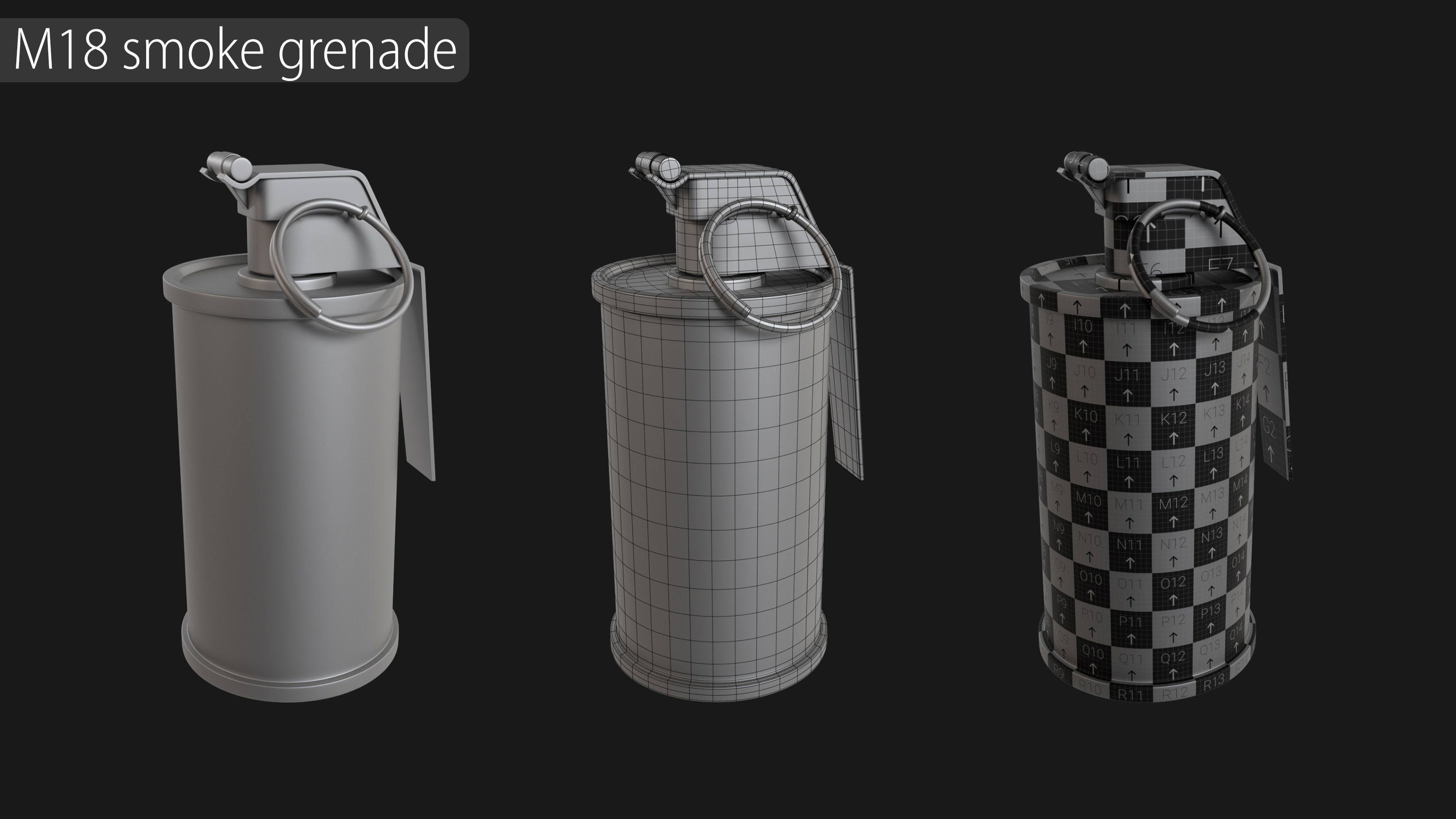 Grenade Collection - 40 Grenades with Zbrush IMM Brushes   3D model_35
