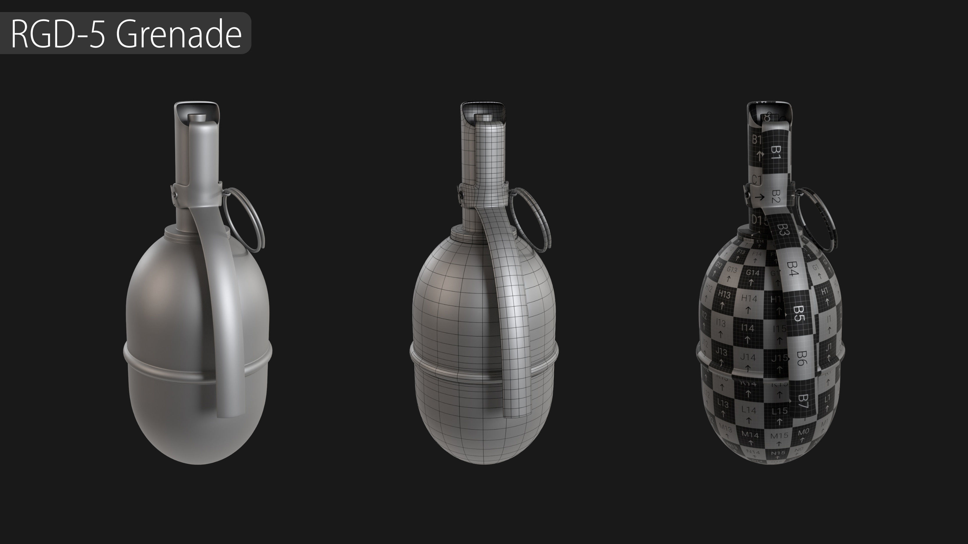 Grenade Collection - 40 Grenades with Zbrush IMM Brushes   3D model_21