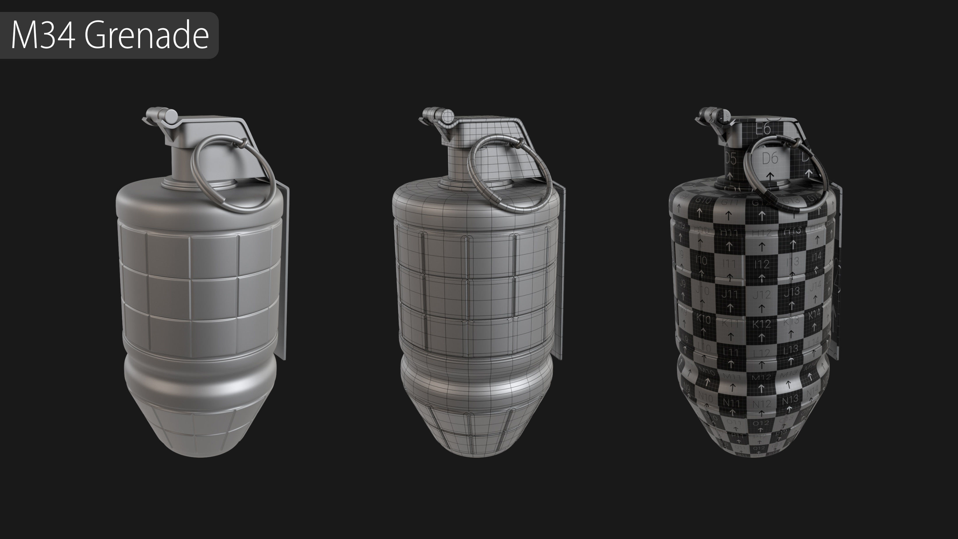 Grenade Collection - 40 Grenades with Zbrush IMM Brushes   3D model_36