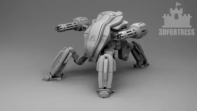  A robot with miniguns 3D print model