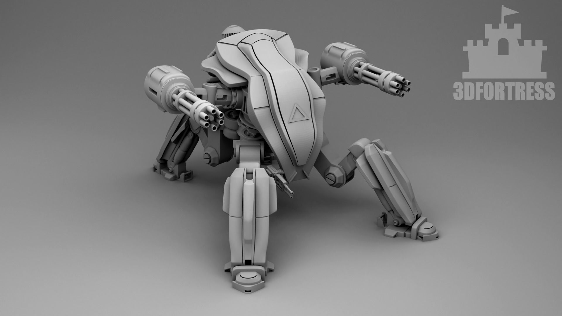  A robot with miniguns 3D print model_2