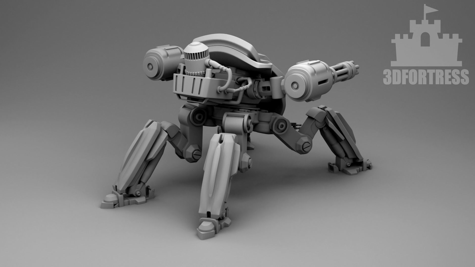  A robot with miniguns 3D print model_1