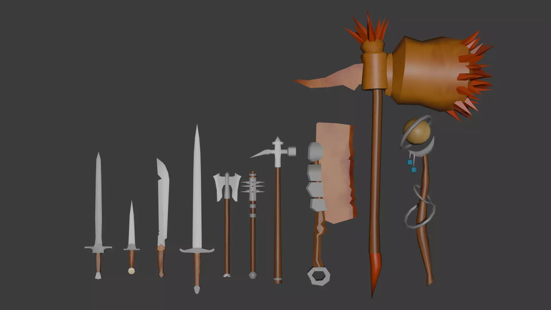 low poly medieval weapon kit - ready for game - volume 1 Low-poly 3D model_0