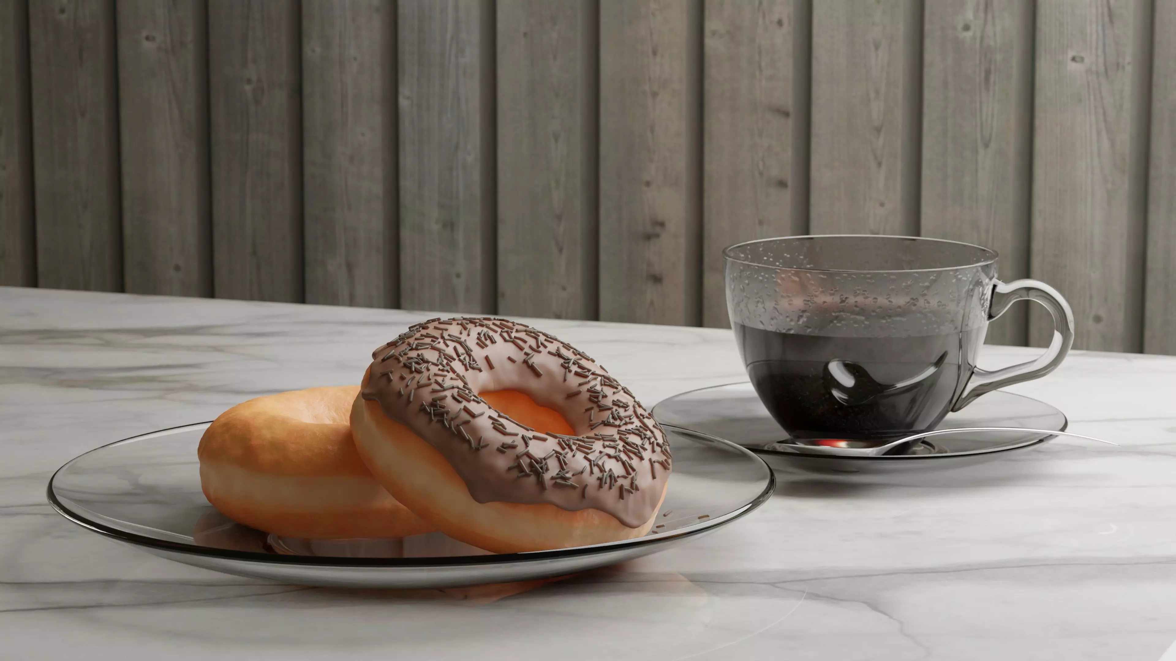 Chocolate Donuts with a Cup of Coffee 3D model