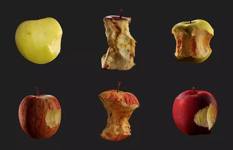 Bitten apples 3D model_0