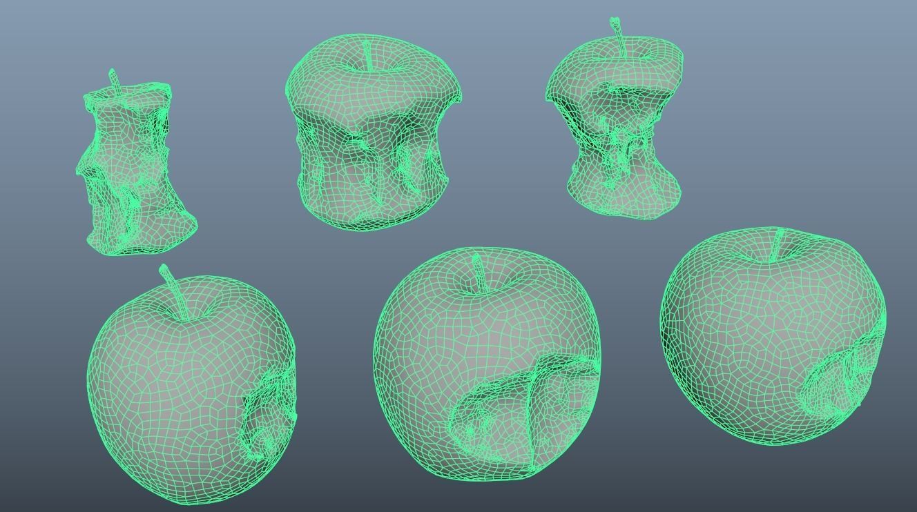Bitten apples 3D model_1