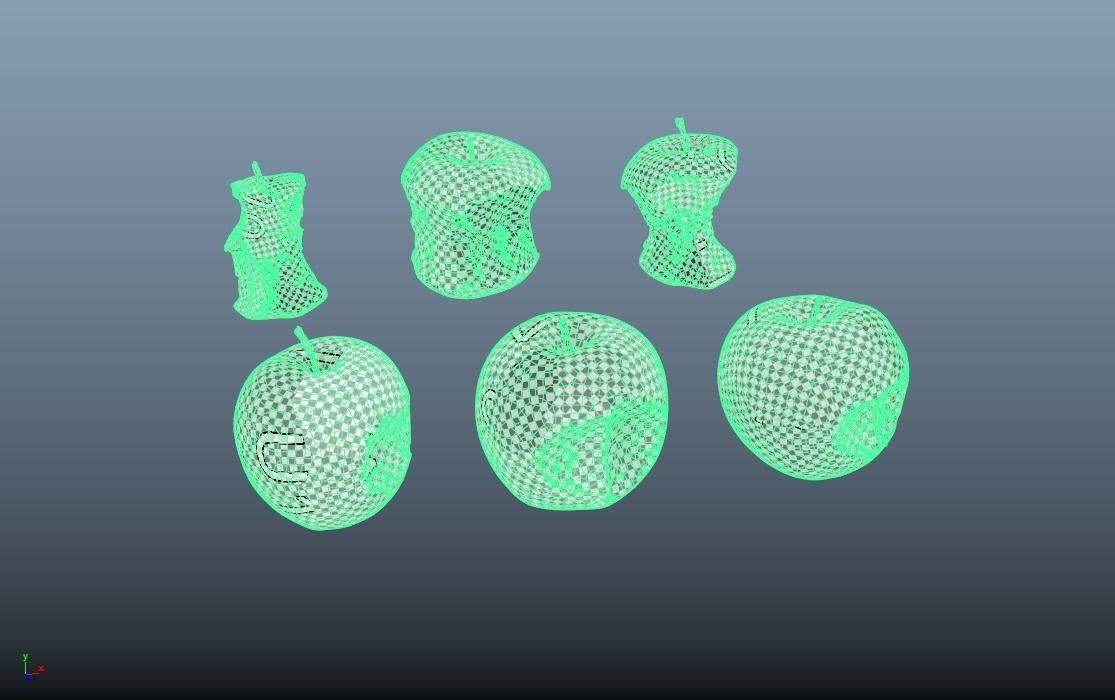 Bitten apples 3D model_2