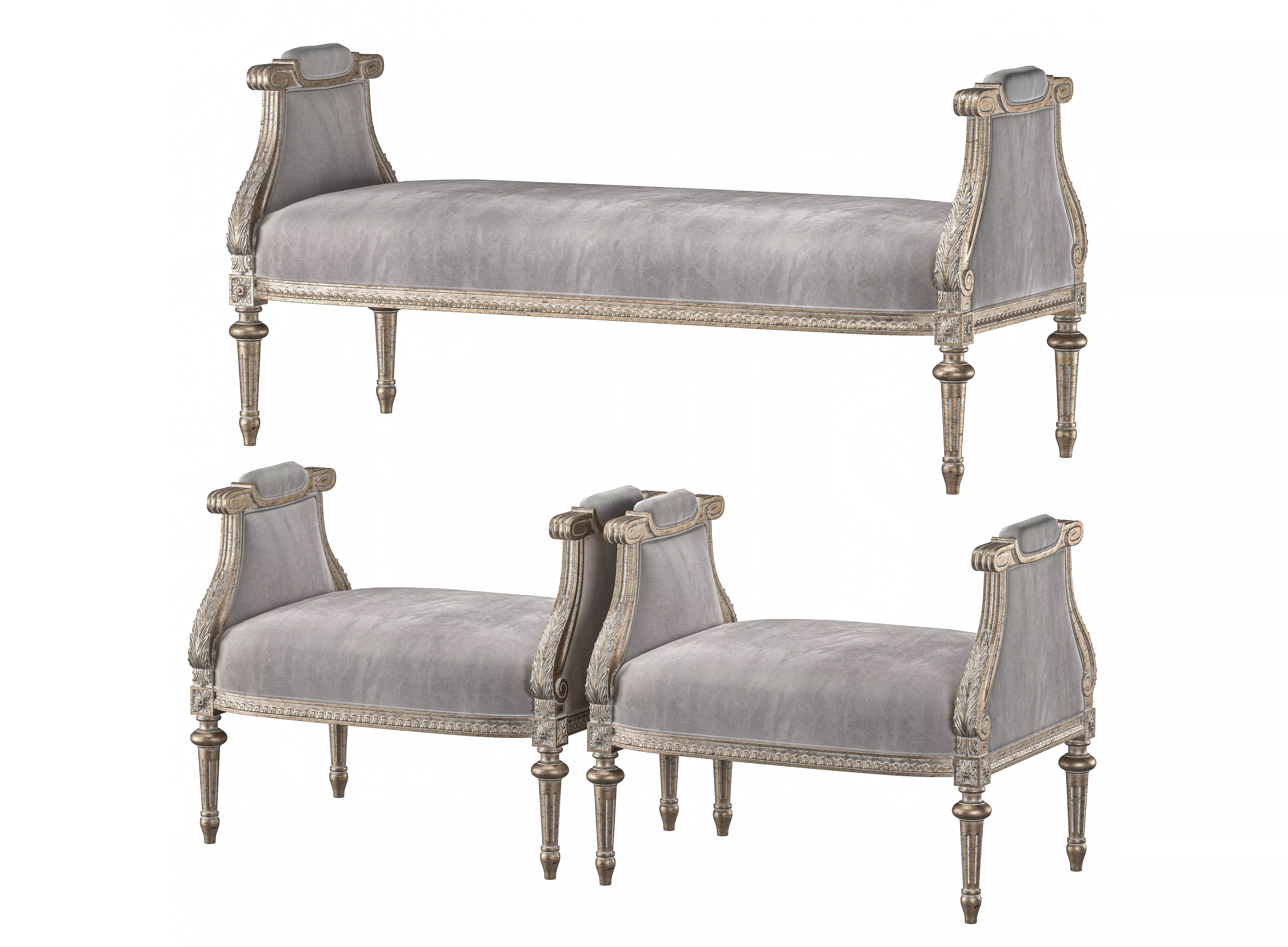 chairish bench and pouf 6958 3D model_0