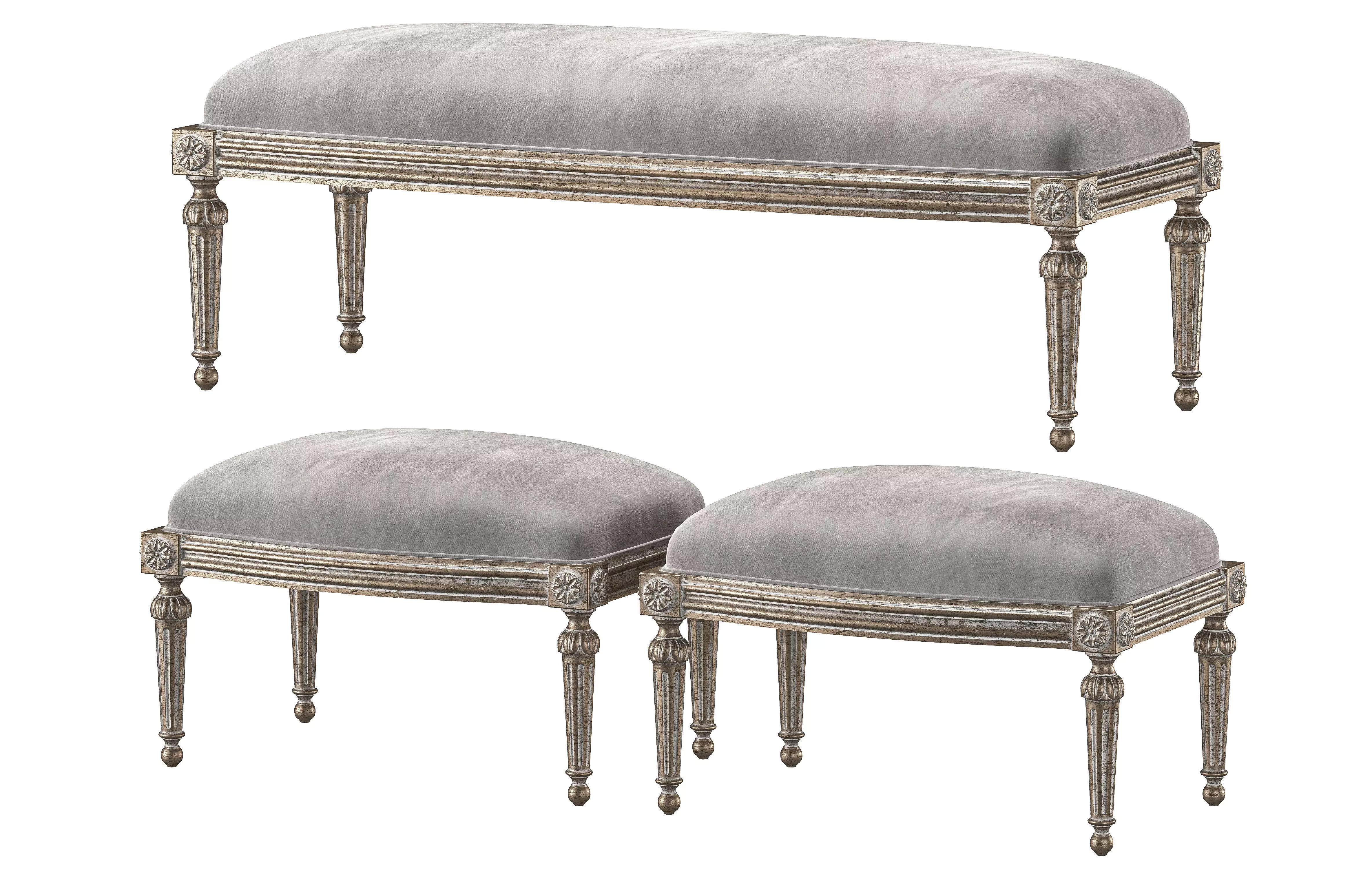 ebanista baladin bench and pouf 3D model