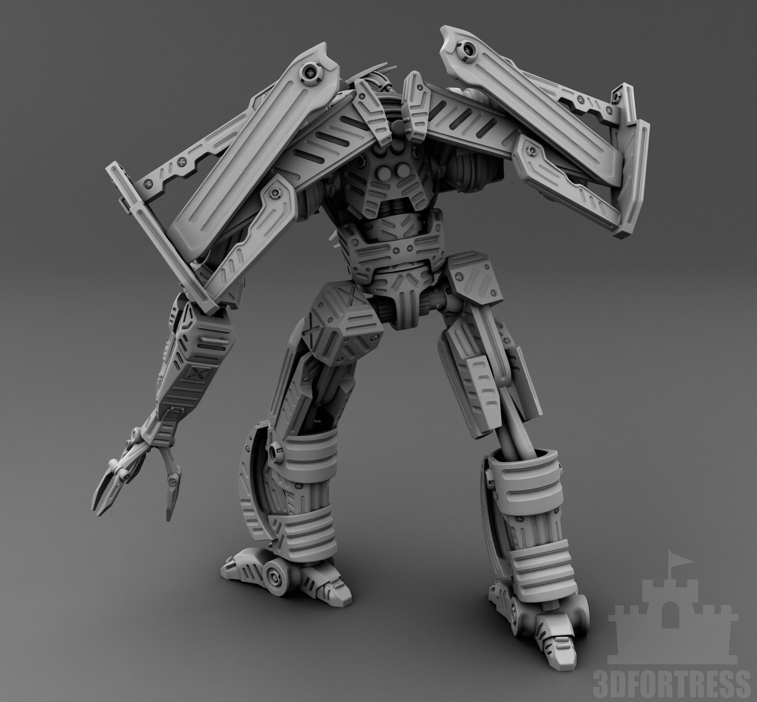  A robot with claws 3D print model_2