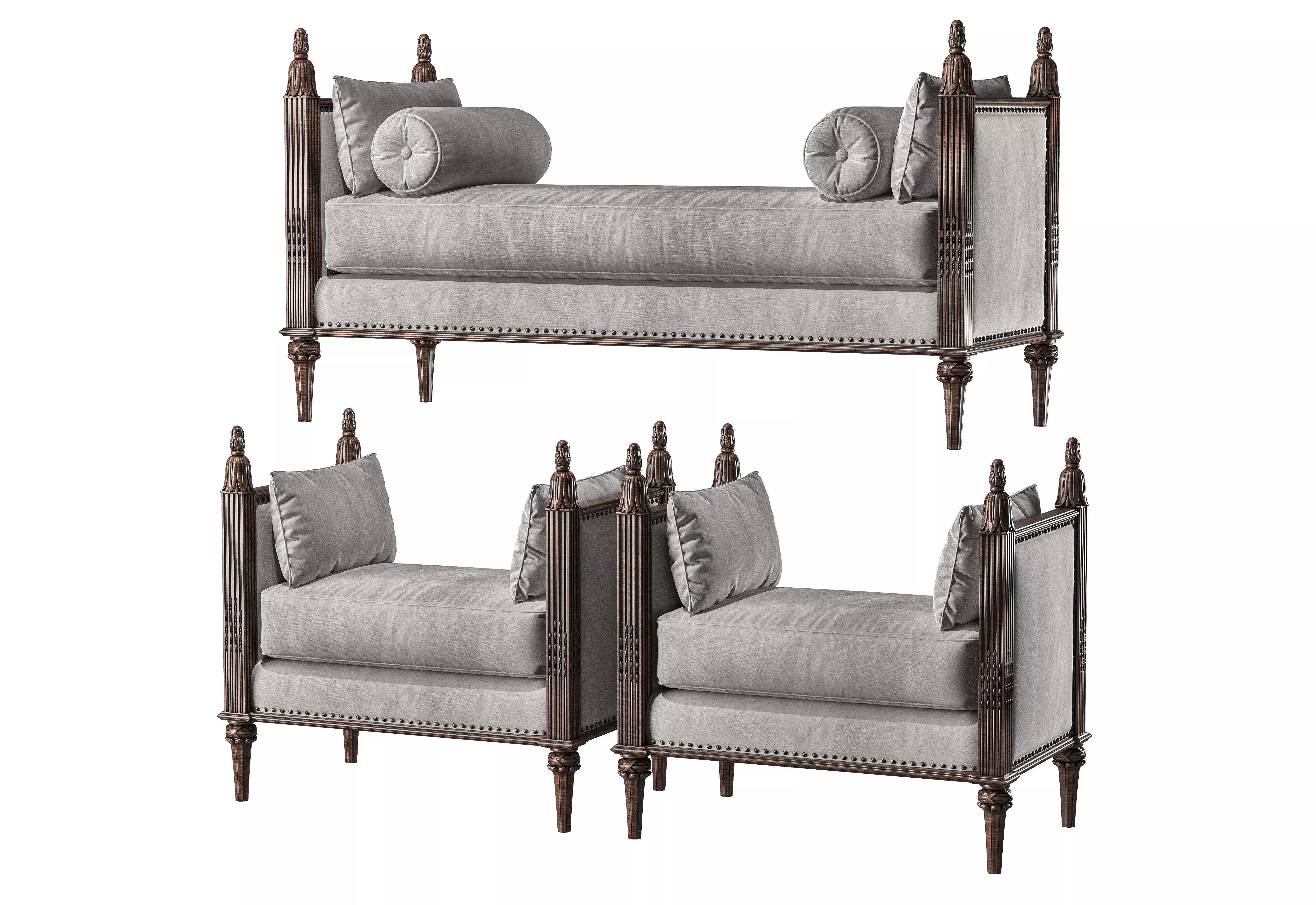 ebanista villandry bench and pouf 3D model_0