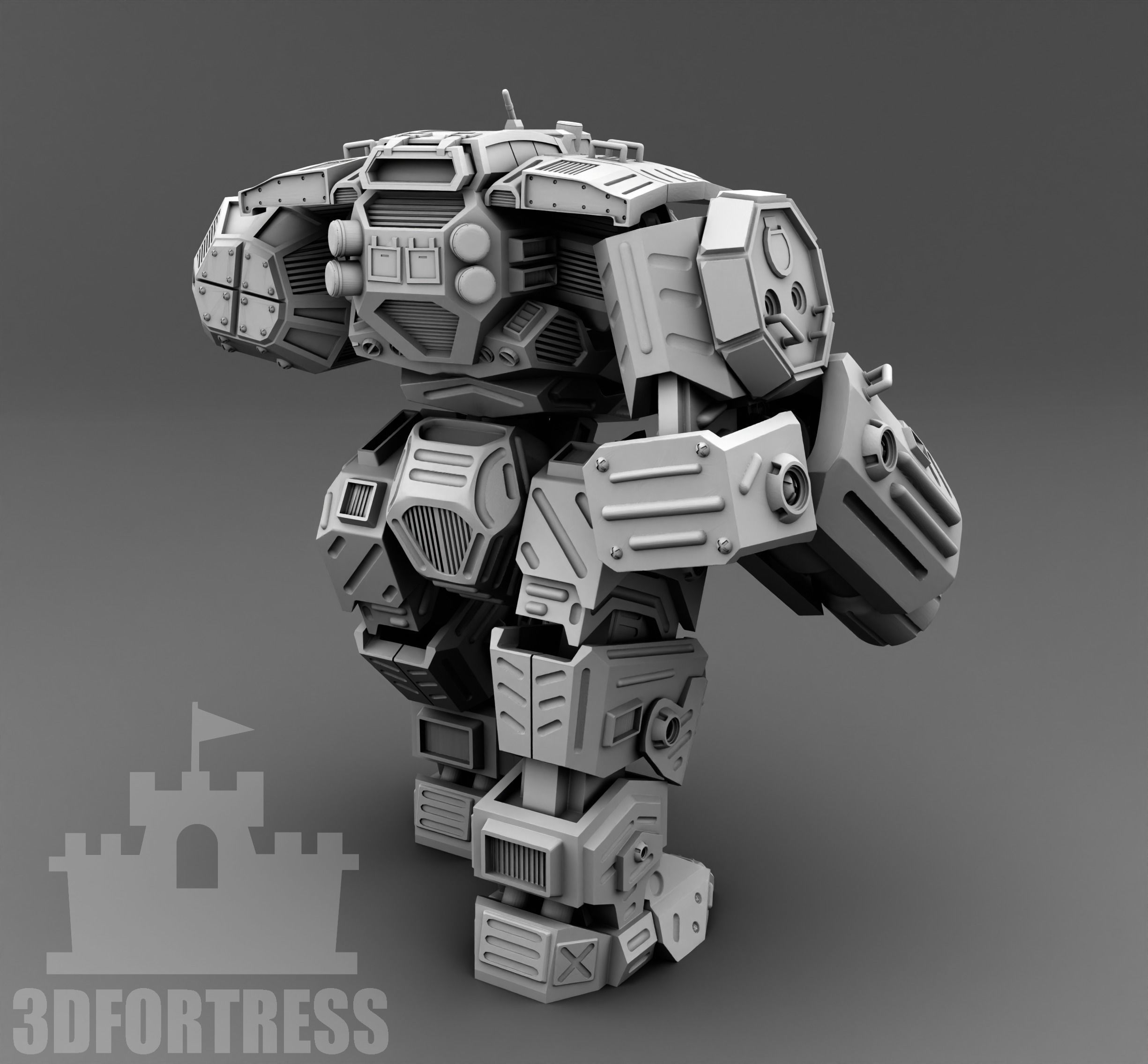  Robot with armor 3D print model_2