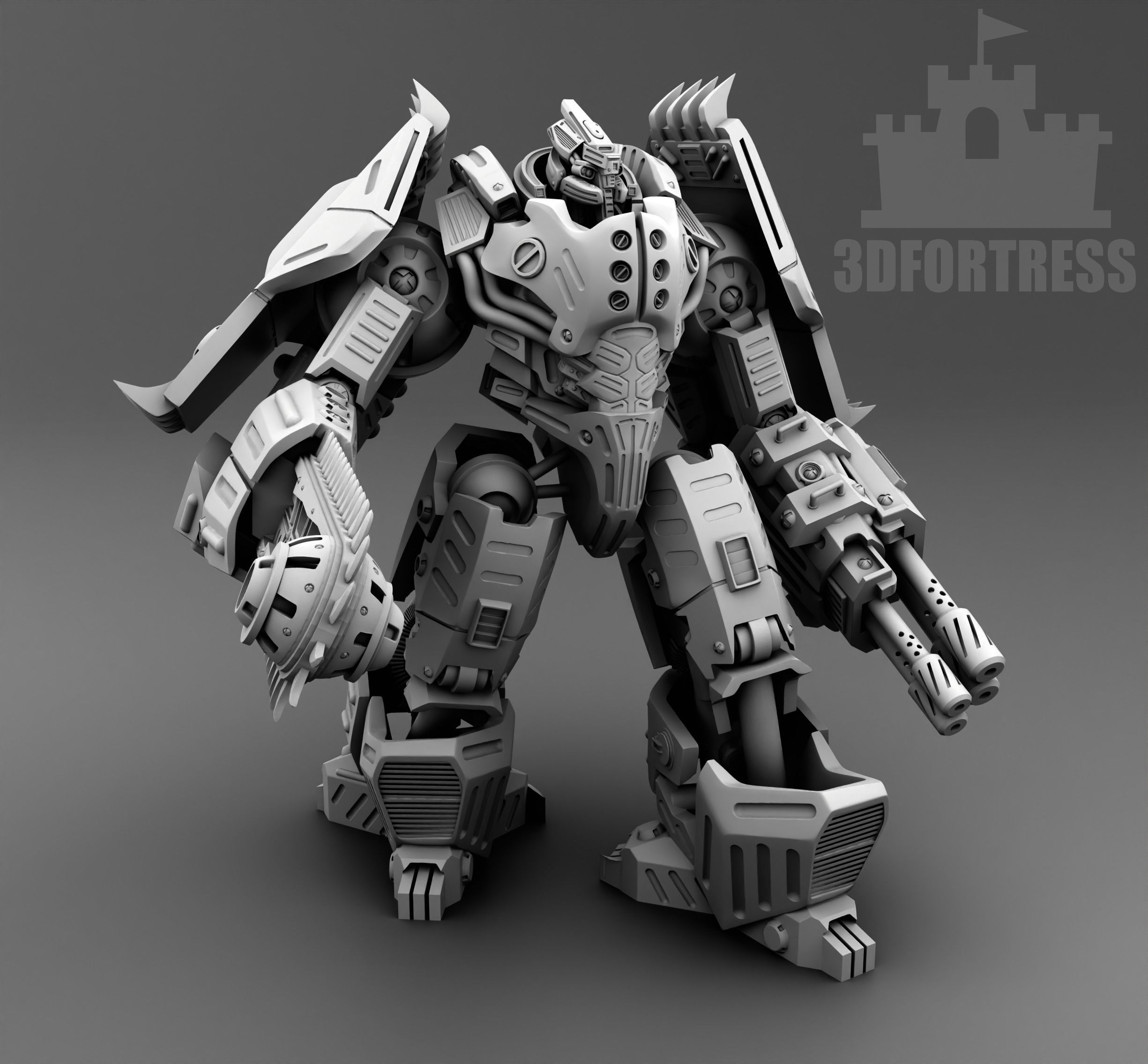  Robot with a saw 3D print model_1