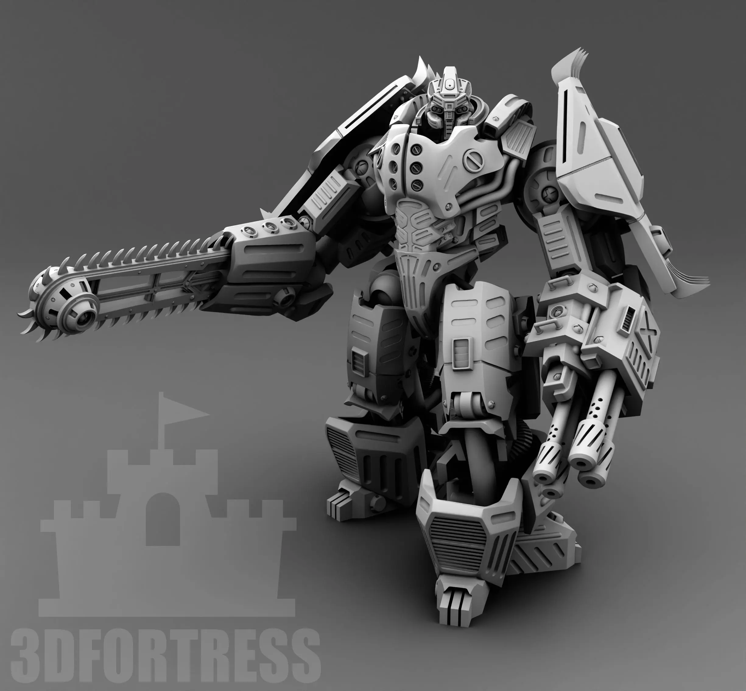  Robot with a saw 3D print model_0