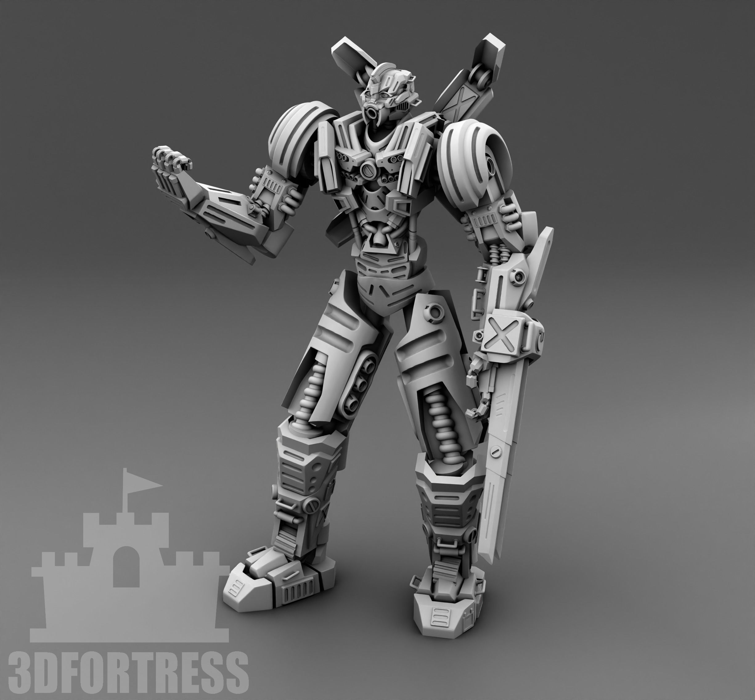 A robot with blades 3D print model_1