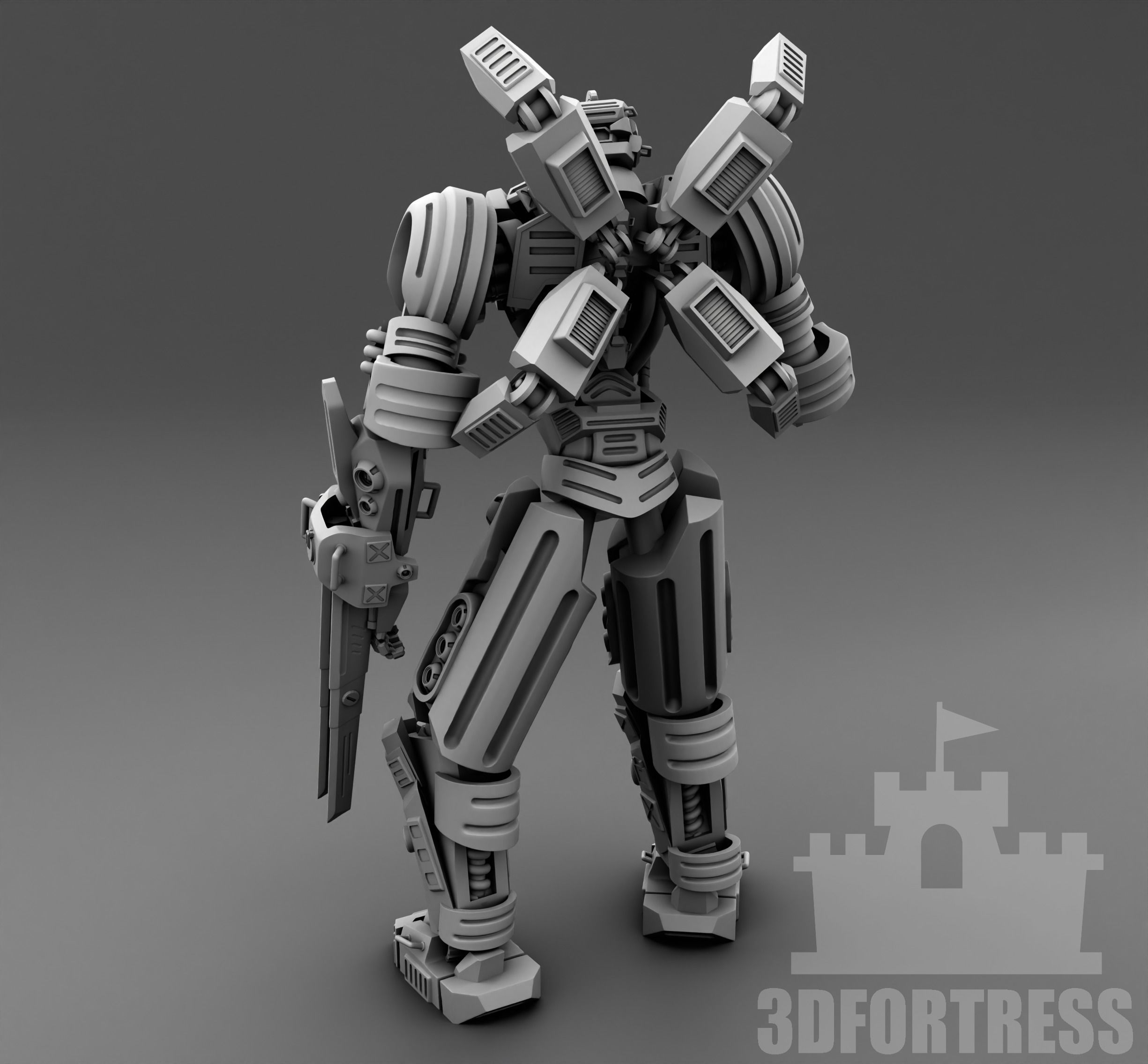  A robot with blades 3D print model_2