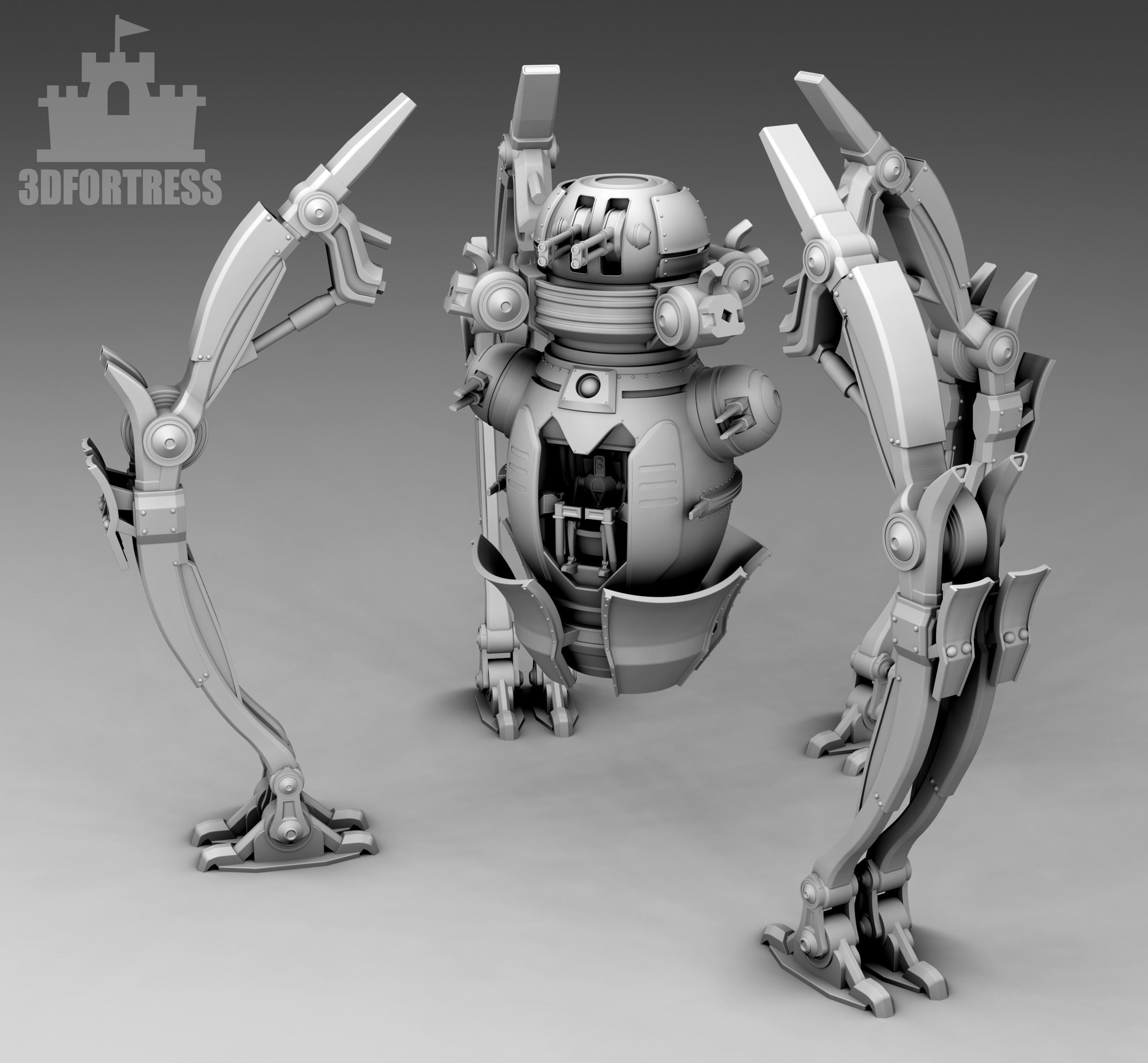 Cylinder robot 3D print model_2