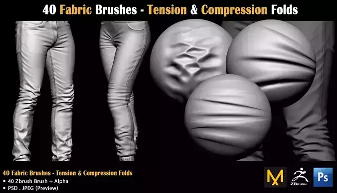40 Fabric Brushes - Tension and Compression Folds