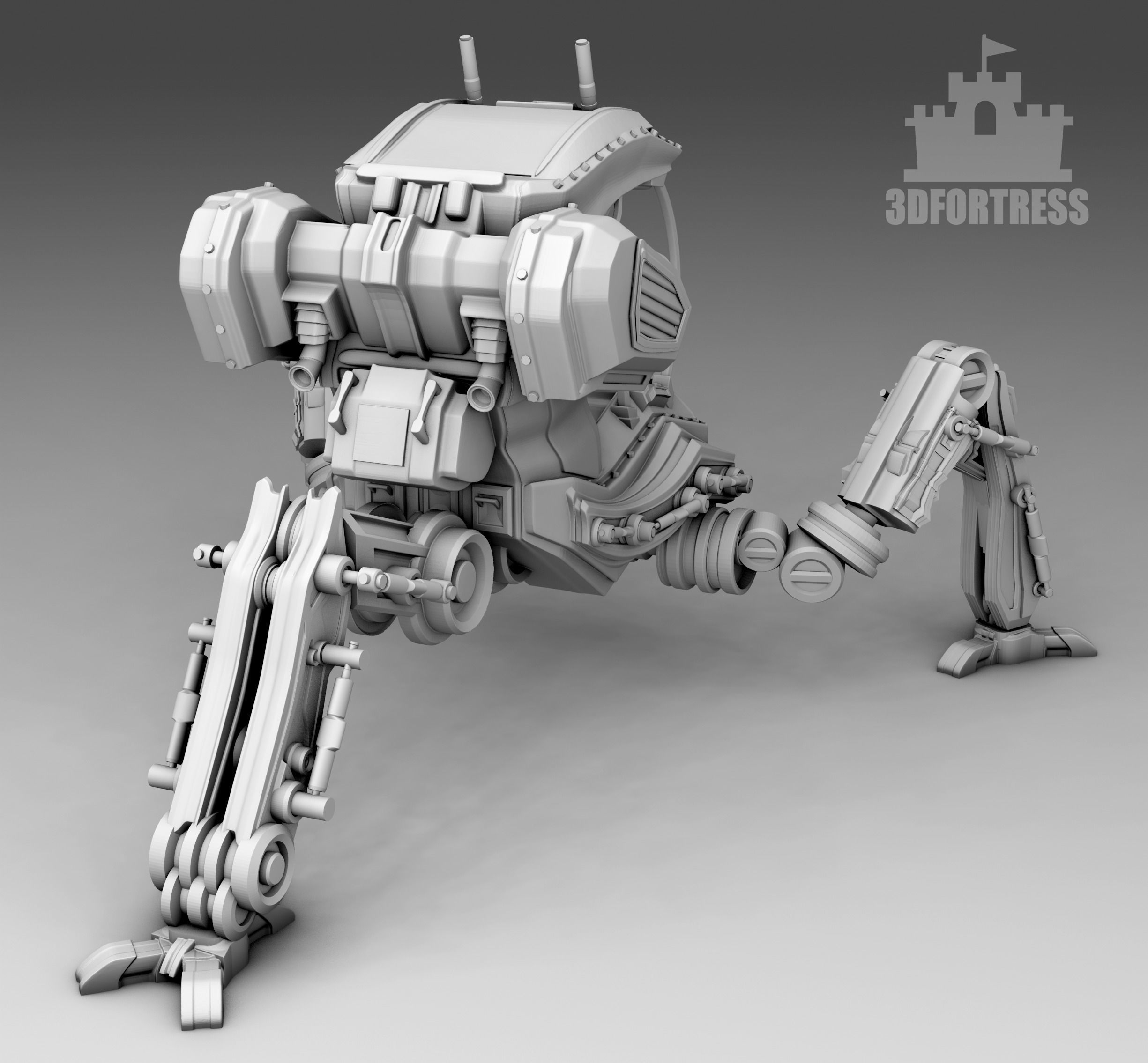  A robot with three legs 3D print model_2