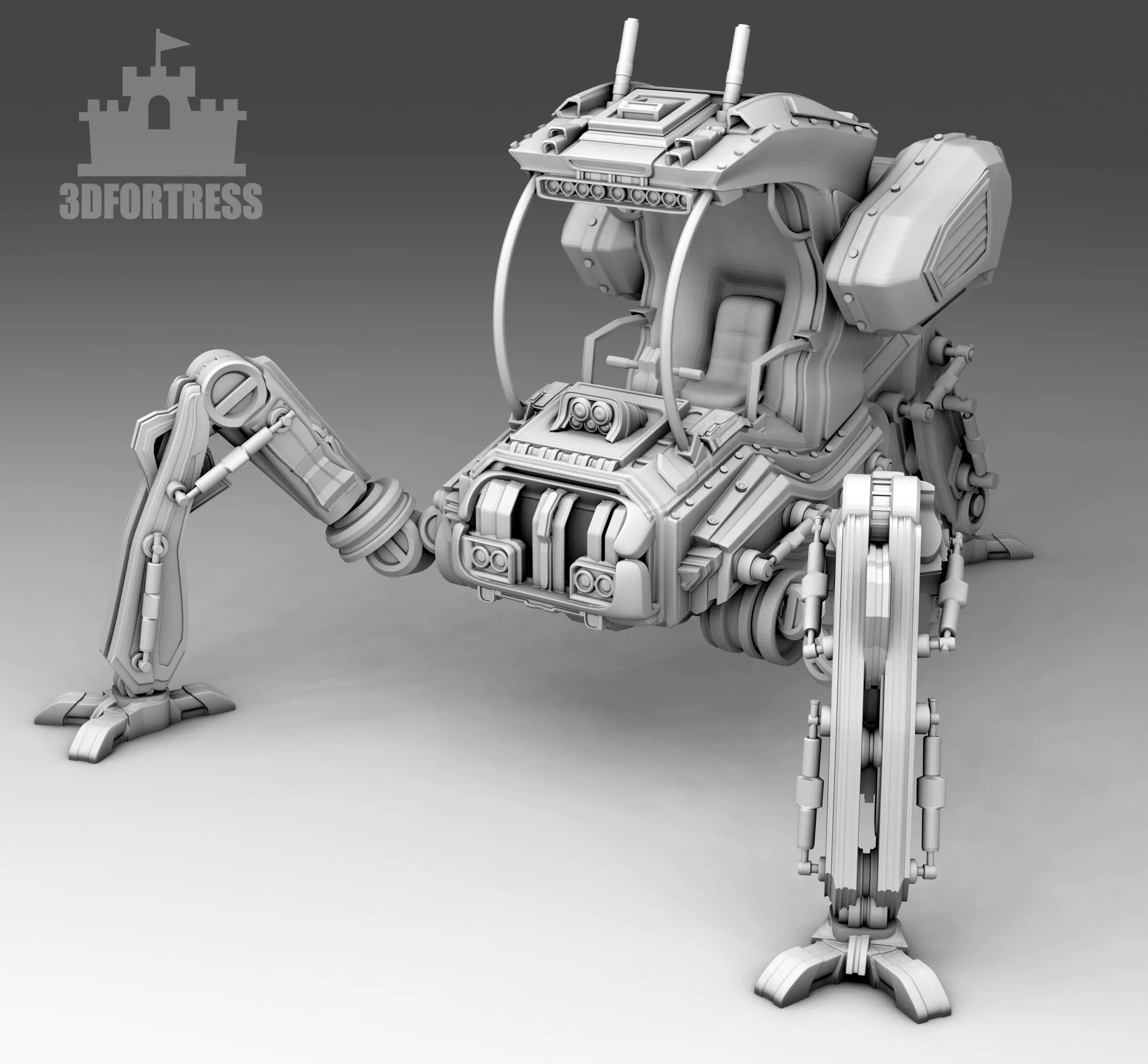  A robot with three legs 3D print model_0