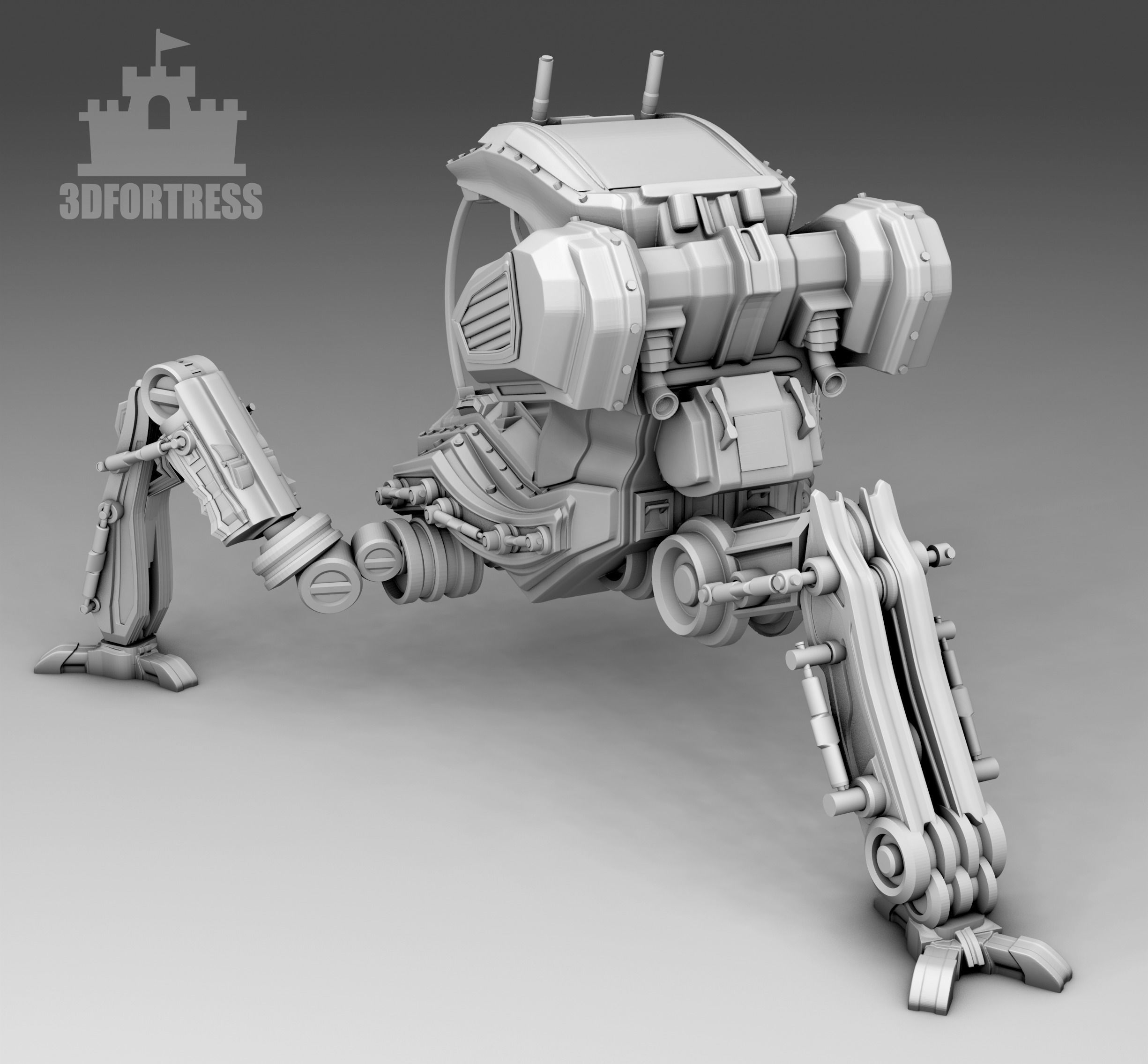  A robot with three legs 3D print model_1